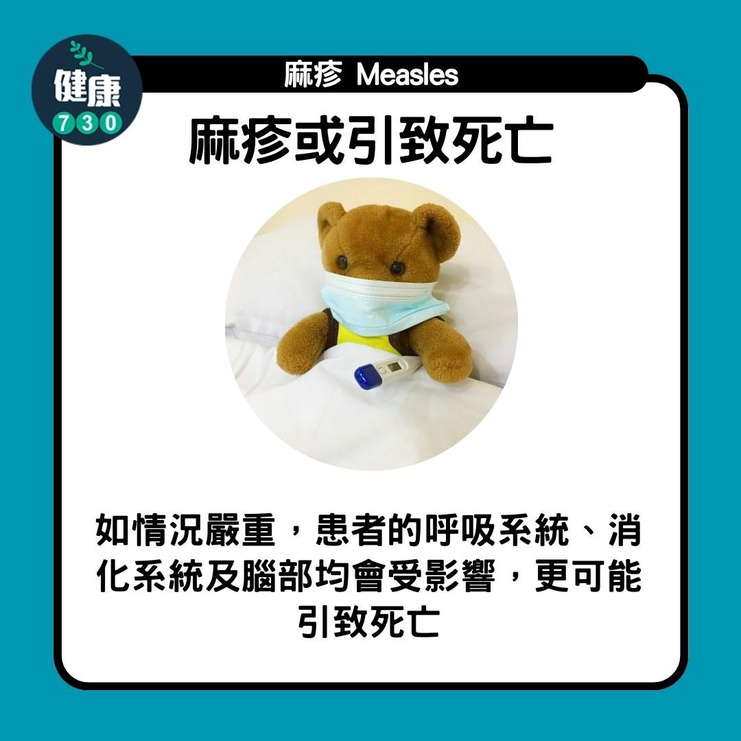 麻疹|麻疹或引致死亡(am730製圖)