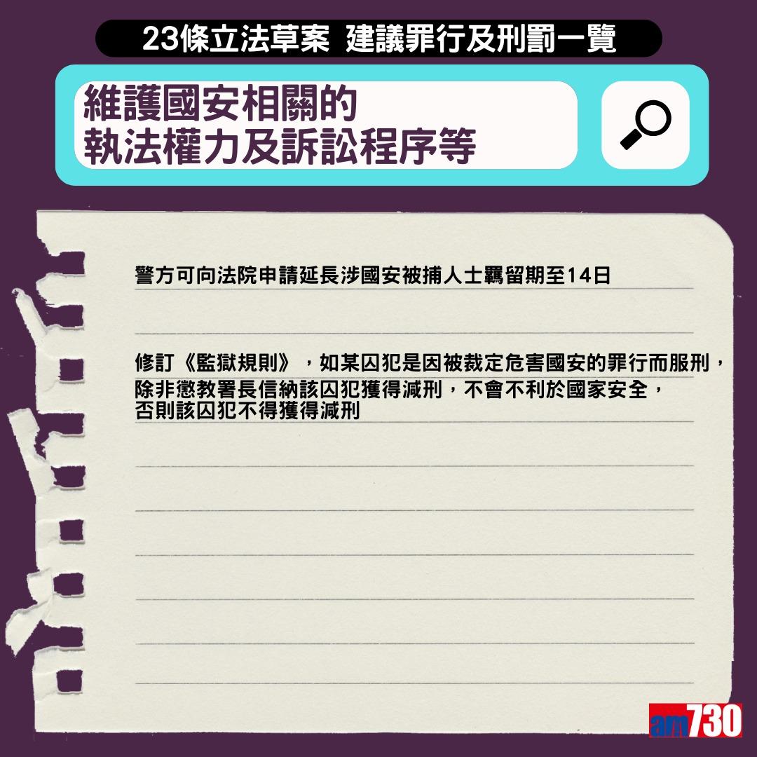 23條立法懶人包|叛國、判亂、煽惑中國武裝力量成員叛變及勾結境外勢力可判終身監禁(am730製圖)