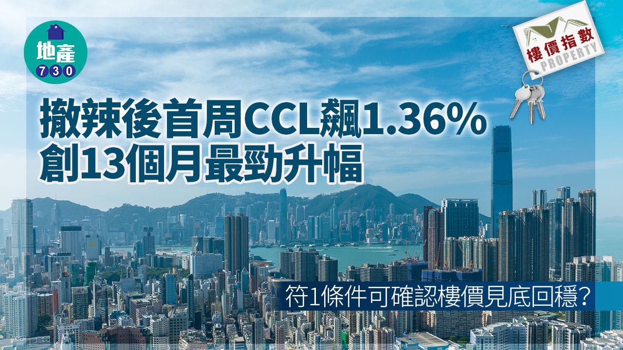 撤辣後首周CCL飆1.36% 創13個月最勁升幅 符1條件可確認樓價見底回穩?|樓價指數