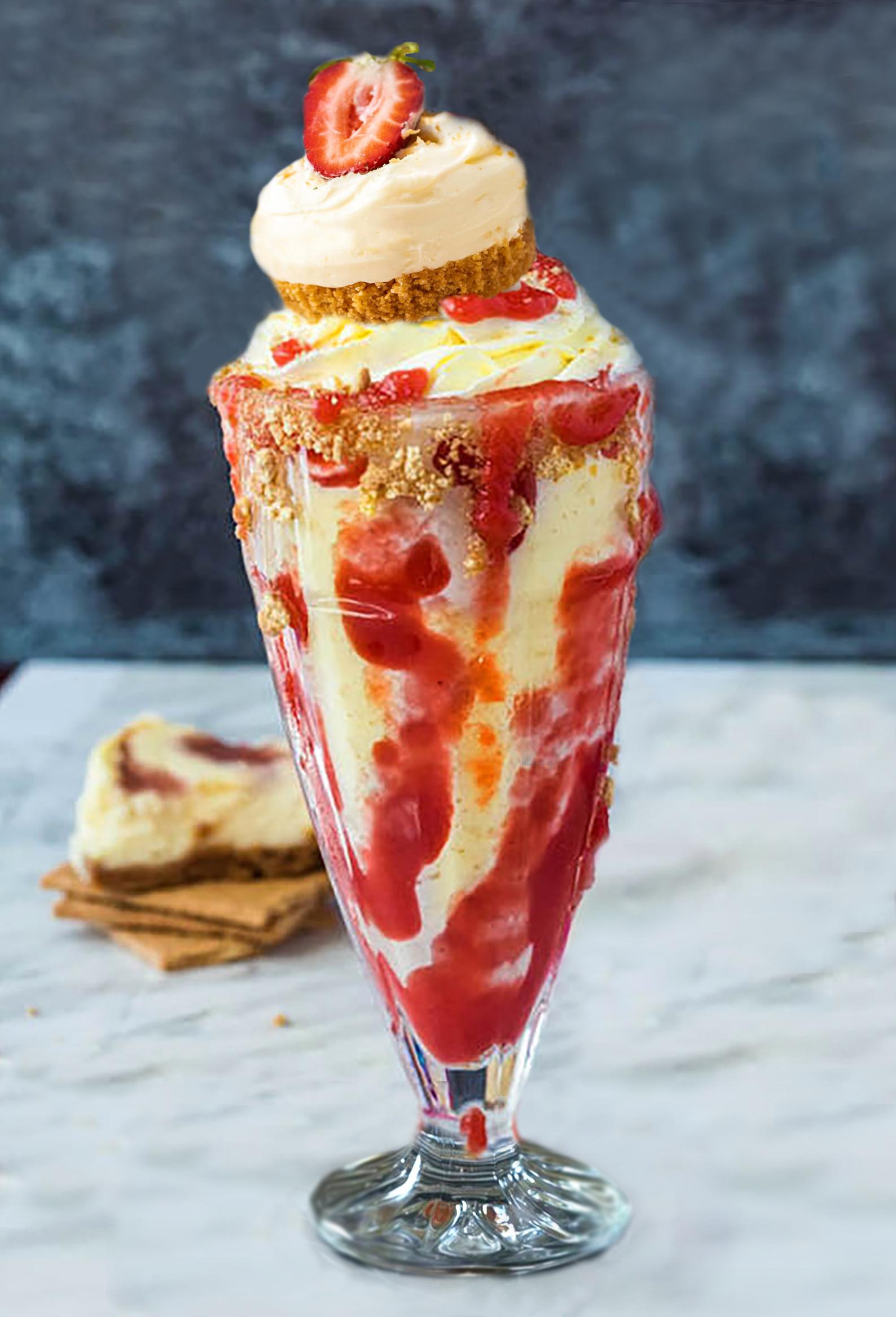 吉士奶昔能一次過滿足視覺與味覺的享受,頂層以奧利奧朱古力布朗 尼、葡撻或士多啤梨芝士蛋糕等配料作裝飾,每款售價為港幣$48。