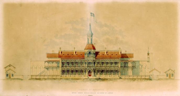 據悉銅鑼灣糖街以前叫做「銀圓街」,因為糖廠成立之前,原址為一所鑄幣所「香港鑄錢局」的所在,可惜該局僅開業兩年,1868年便停運。圖為香港鑄錢局大樓的正面圖則。(圖片來源:香港記憶/香港藝術館)