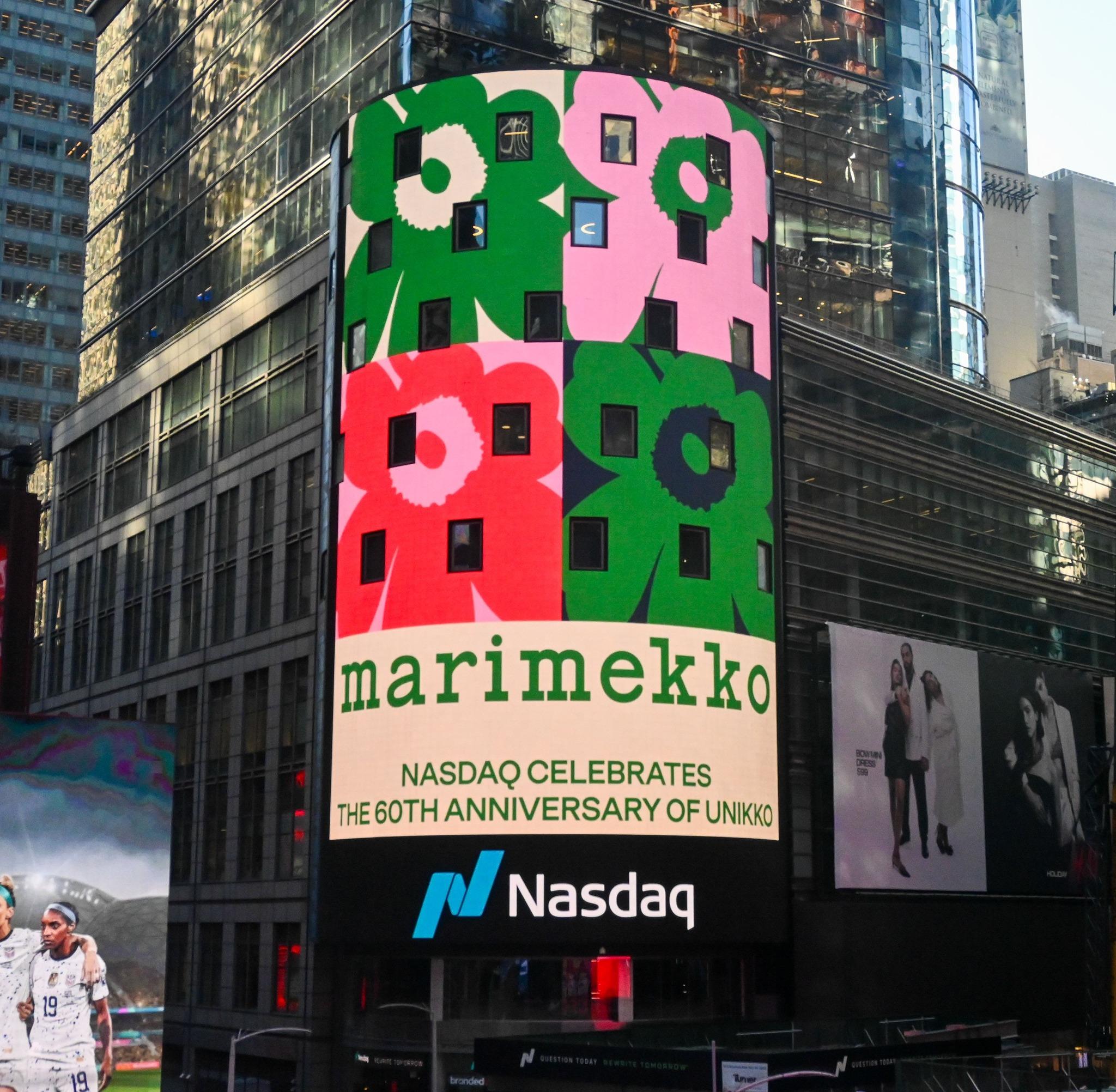 Nasdaq 於紐約Times Square攜手與Marimekko慶祝Unikko 60周年