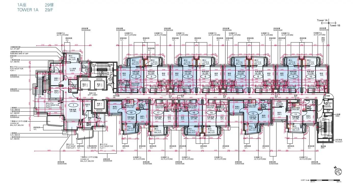 長沙灣Belgravia Place 1A座29樓平面圖。