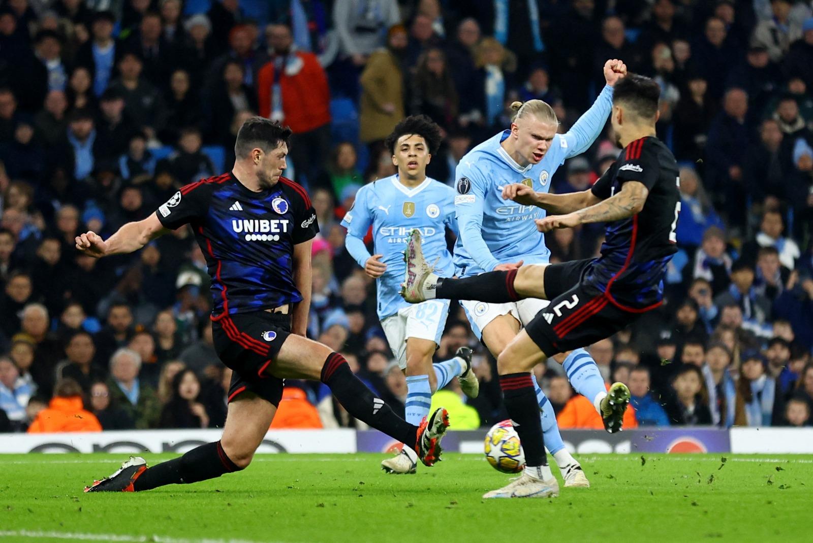 歐聯|曼城大勝哥本哈根晉8強,以勝仗迎接星期日作客利物浦的英超榜首戰。(路透社)