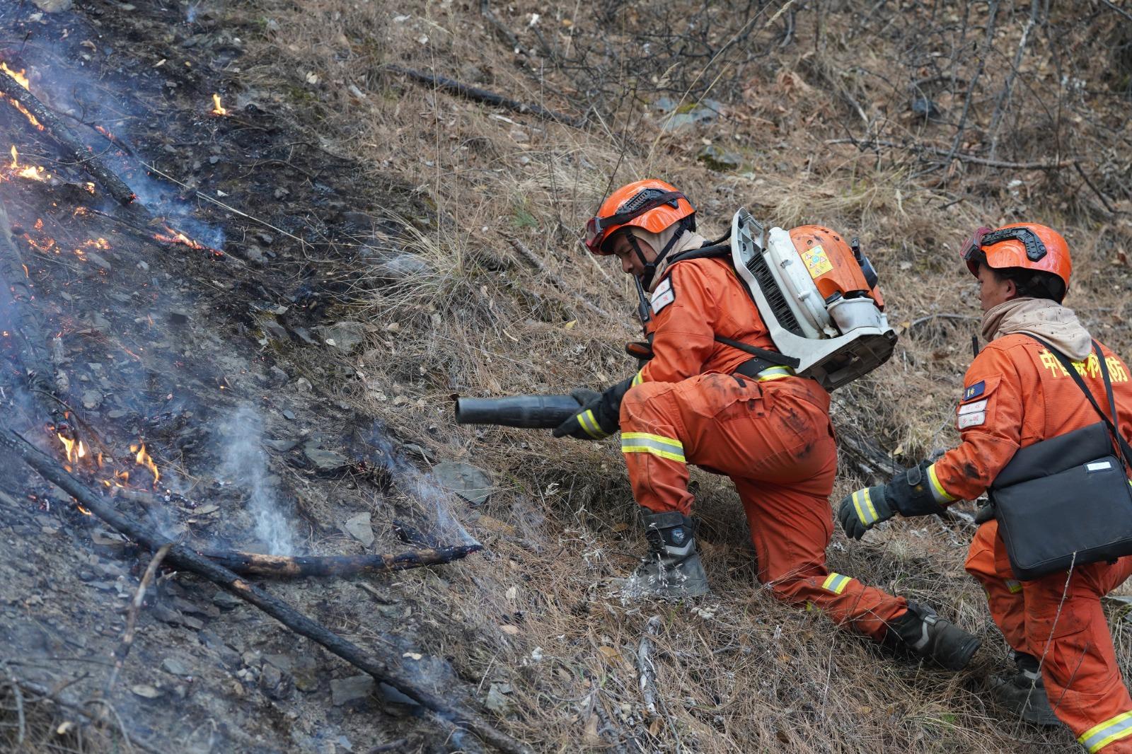 四川雅江山火|三個火場,火線分別長約3公里至20公里。(新華社)