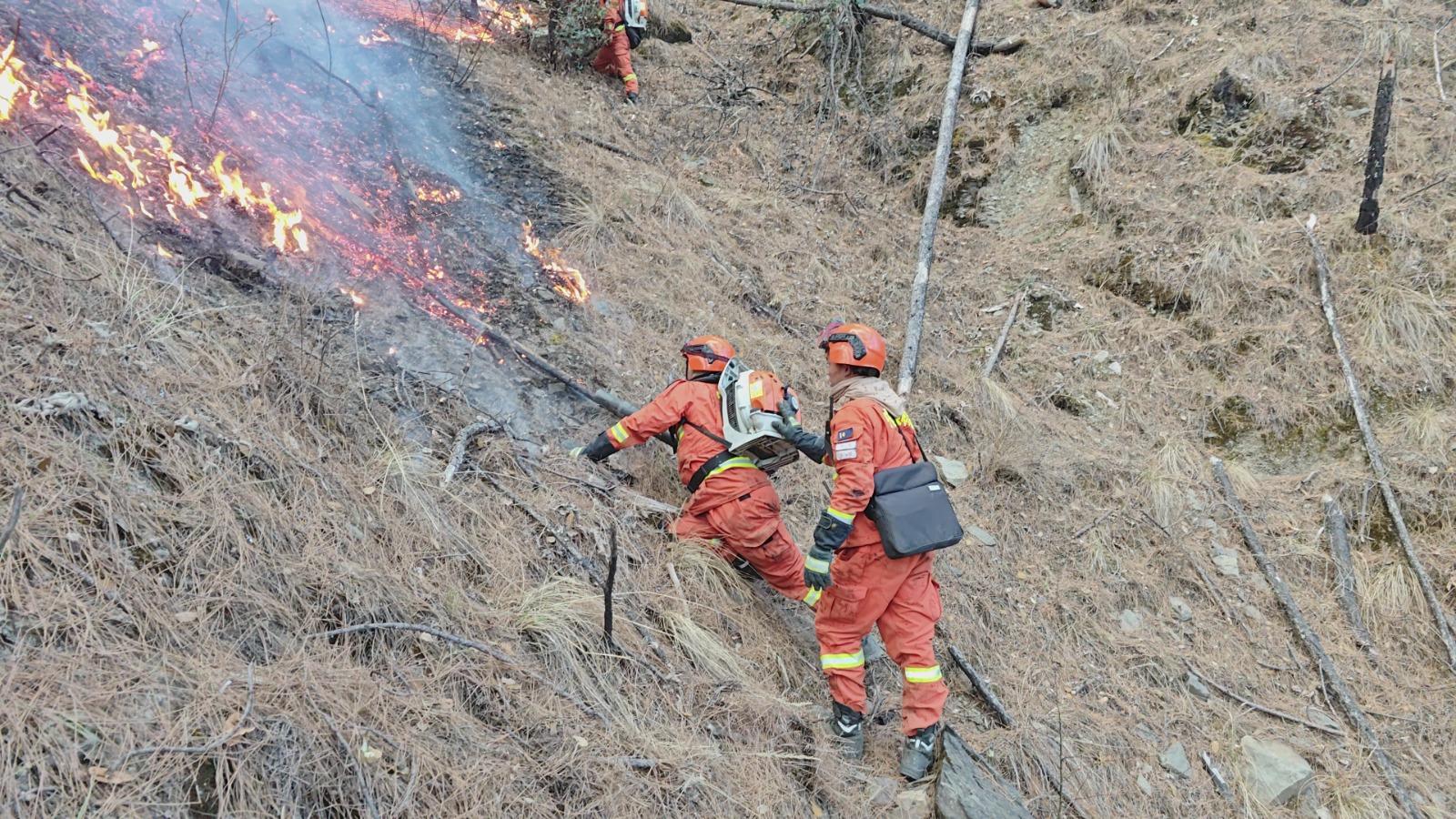 四川雅江山火|三個火場,火線分別長約3公里至20公里。(新華社)