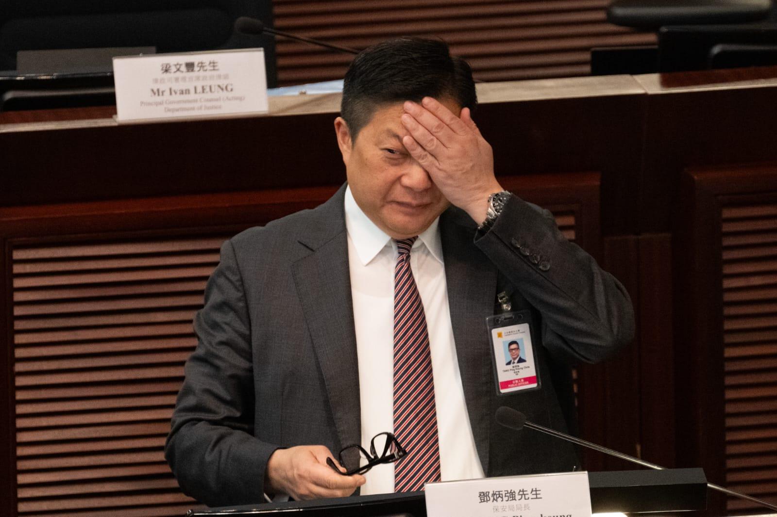 立法會法案委員會今早繼續審議《基本法》23條立法草案。(陳奕釗攝)