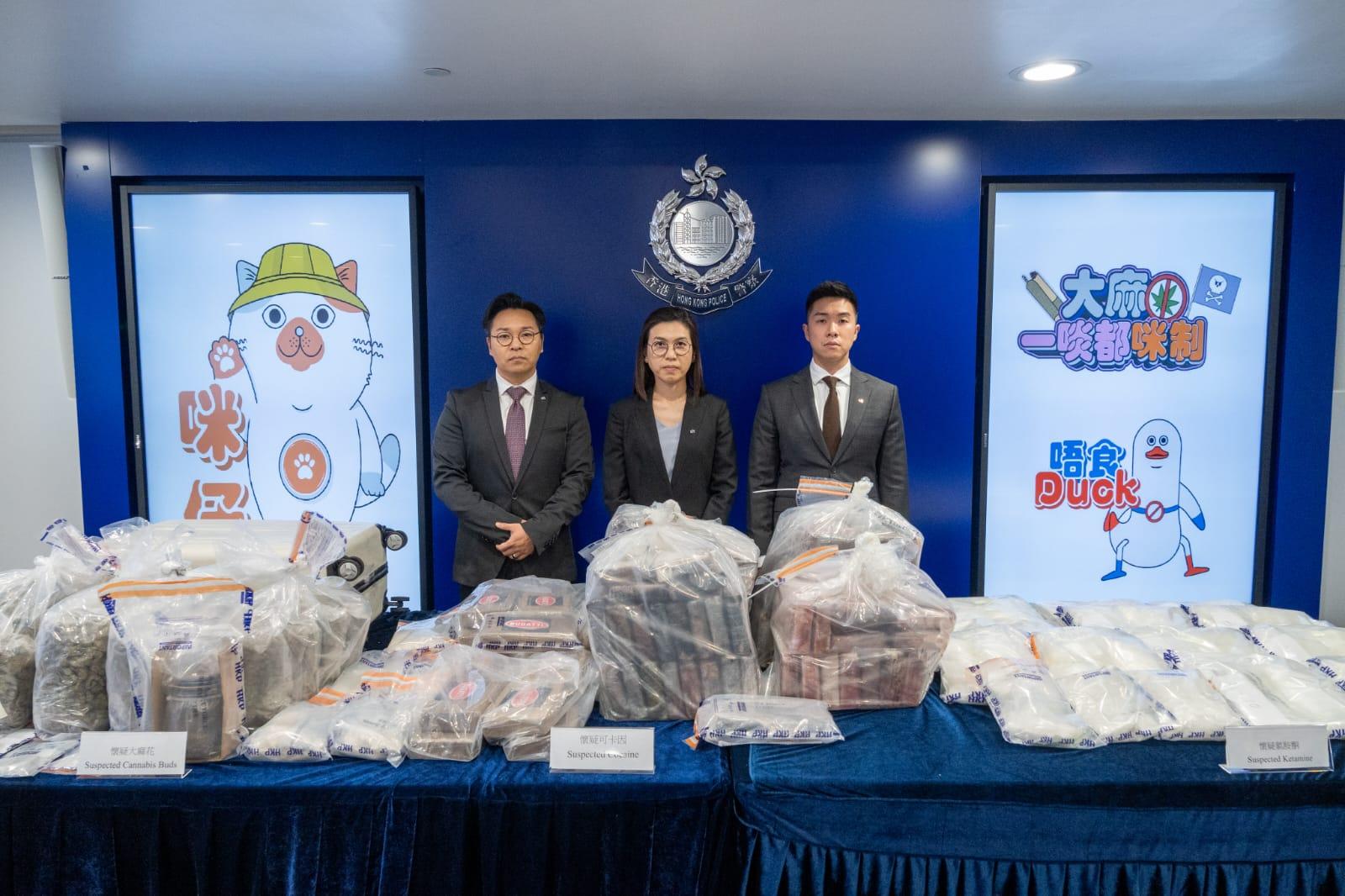 警方偵破4宗販毒案檢值1.32億元毒品,並拘捕8名男子。(陳奕釗攝)