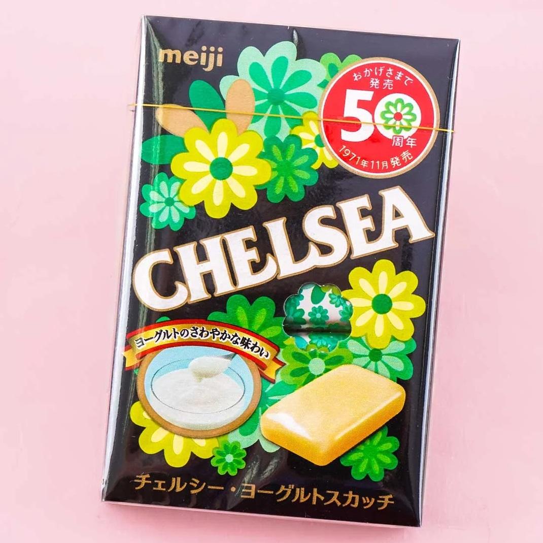 日本明治CHELSEA彩絲糖50周年紀念裝。(互聯網)
