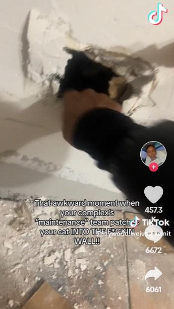 用手猛搣牆壁。(互聯網)