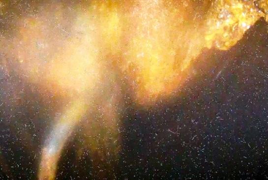 東電公布無人機在損毀反應爐主要圍阻艙基座內部拍攝到的畫面。(互聯網)