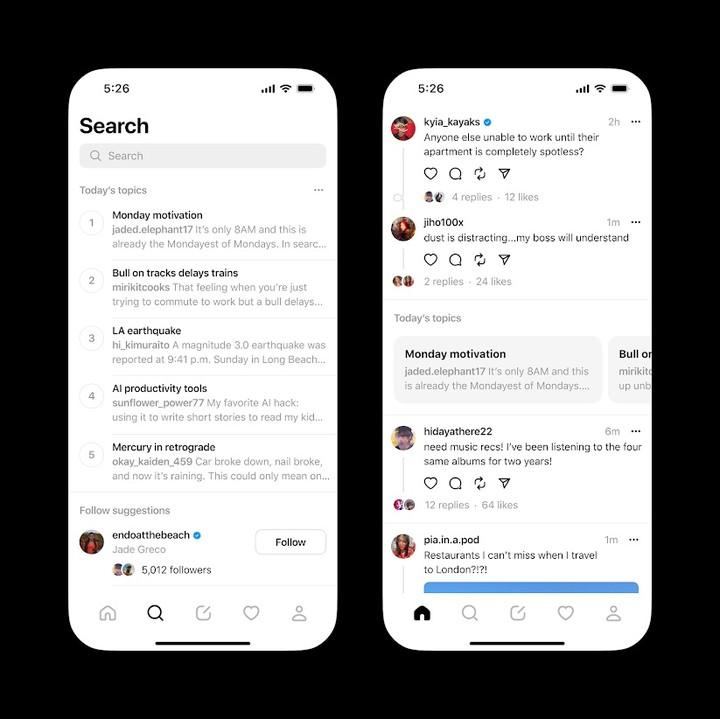 Threads新功能|熱門話題功能可看到當天最多人討論的事情。