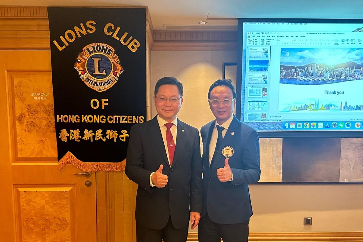 香港快活谷獅子會前會長朱丹(右)與薛永恒合照。(組織提供)