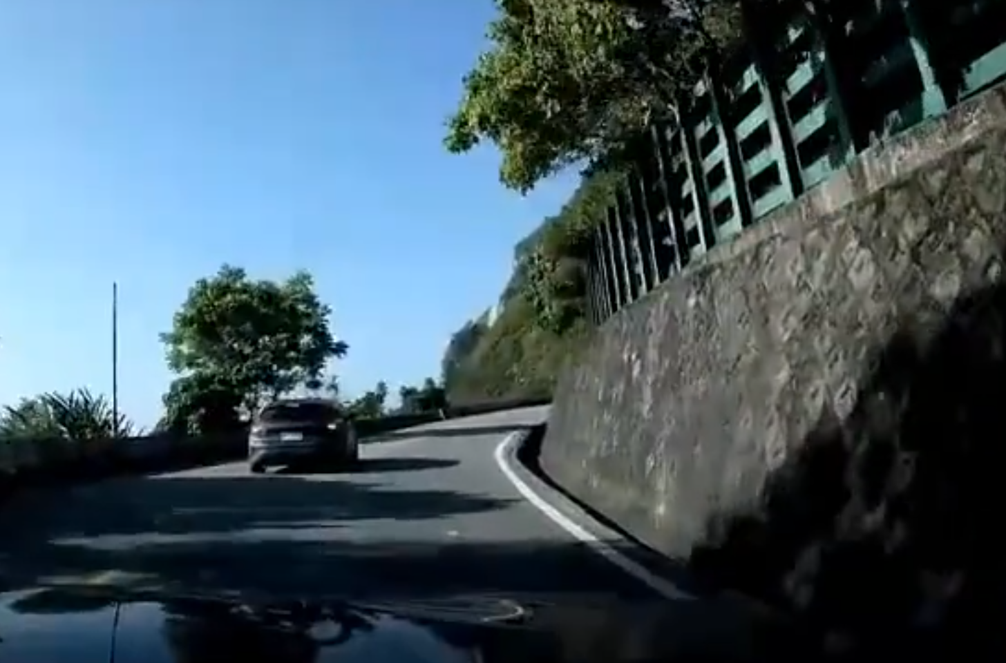 該段車Cam影片顯示,蘇花公路於地震時山崩,多塊大型巨石落到公路,前方車輛的司機於地震時看到有異樣,即把私家車倒後駕駛避開泥石,並不忘打「死火燈」提醒該車Cam的司機才無釀成意外