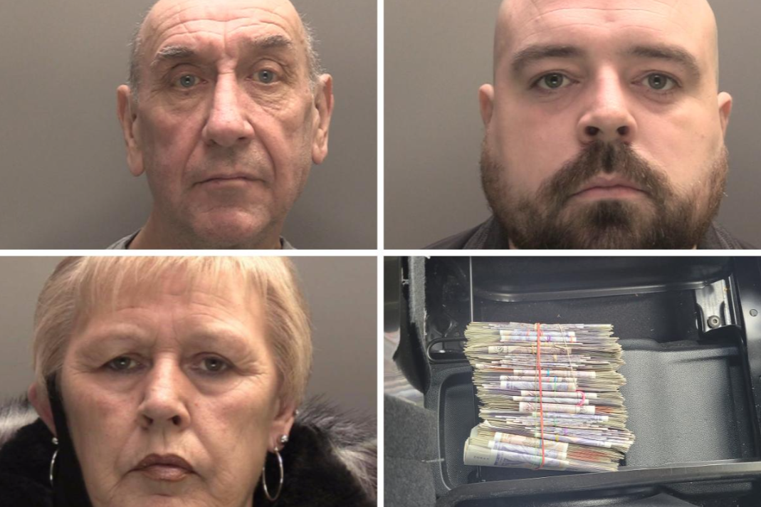 男女戶主及兒子以及被搜獲的其中一些現金。(互聯網)