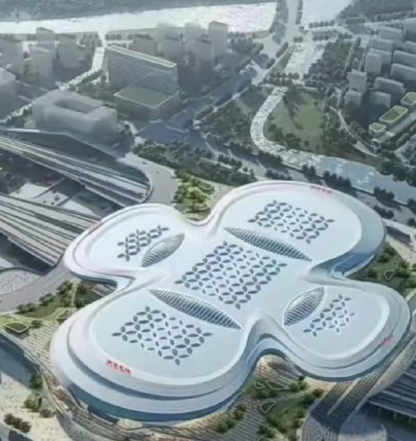 「南京北站」外觀設計近日曝光,但被嘲諷酷似女性用品衛生巾。(網上圖片)