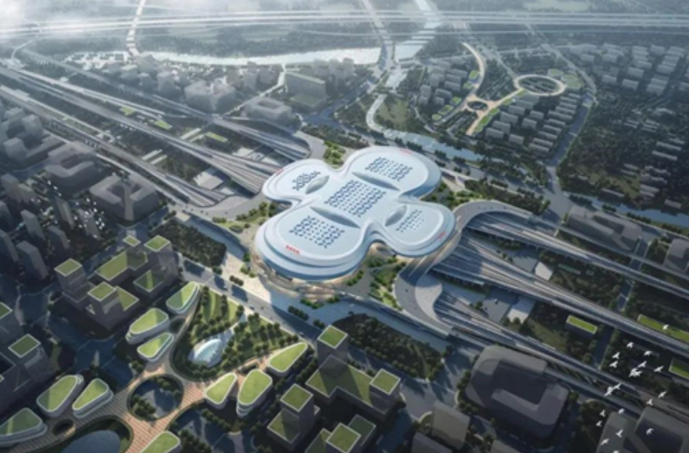 「南京北站」外觀設計近日曝光,但被嘲諷酷似女性用品衛生巾。(網上圖片)