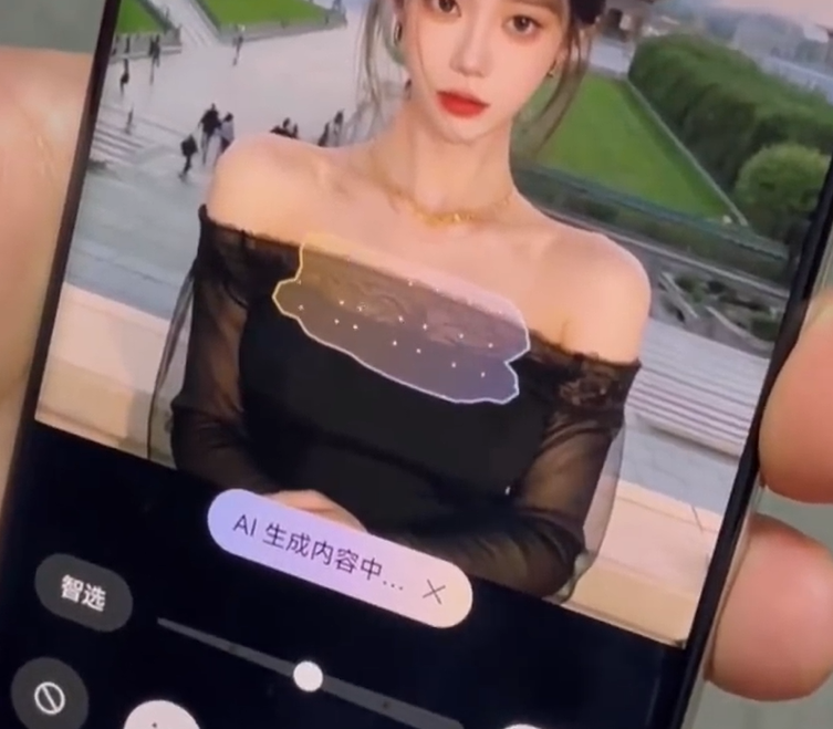 外界發現華為Pura 70系列手機「一鍵修圖」能力太強大,竟能把原本穿得密實的女性照片,「一鍵脫衣」變成身材性感凸出,被批評色情低俗。(微博影片截圖)
