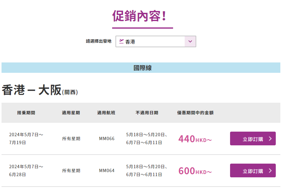 樂桃航空快閃推5日機票優惠