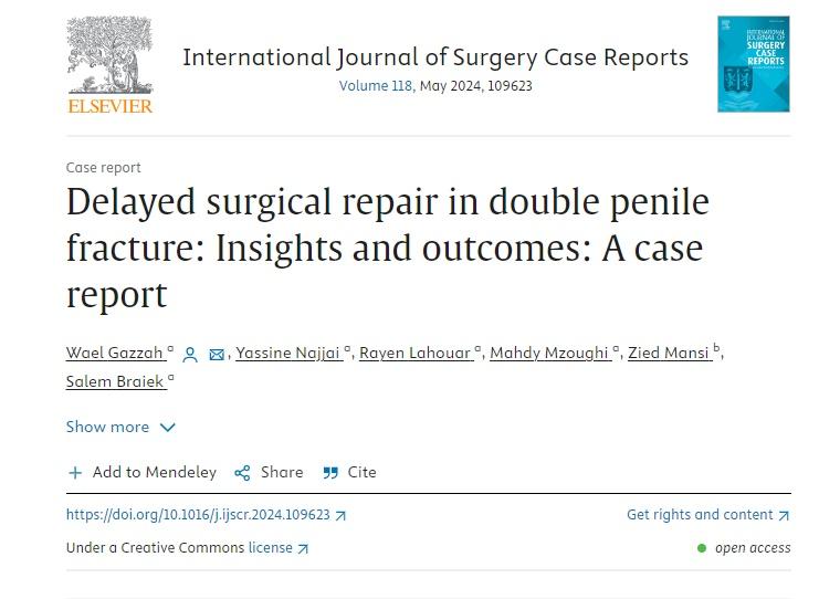 《國際外科雜誌病例報告》(International Journal of Surgery Case Reports)已刊登該病例。