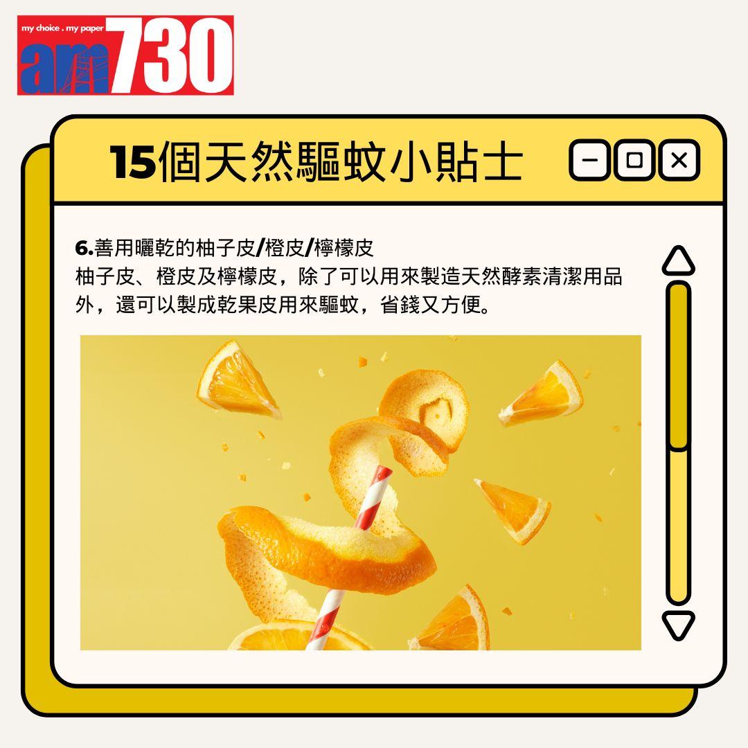 15個天然驅蚊小貼士丨善用曬乾的柚子皮/橙皮/檸檬皮