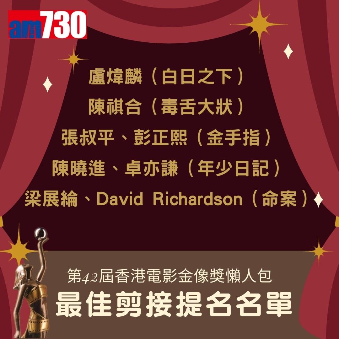 金像獎2024提名名單|最佳剪接(am730製圖)