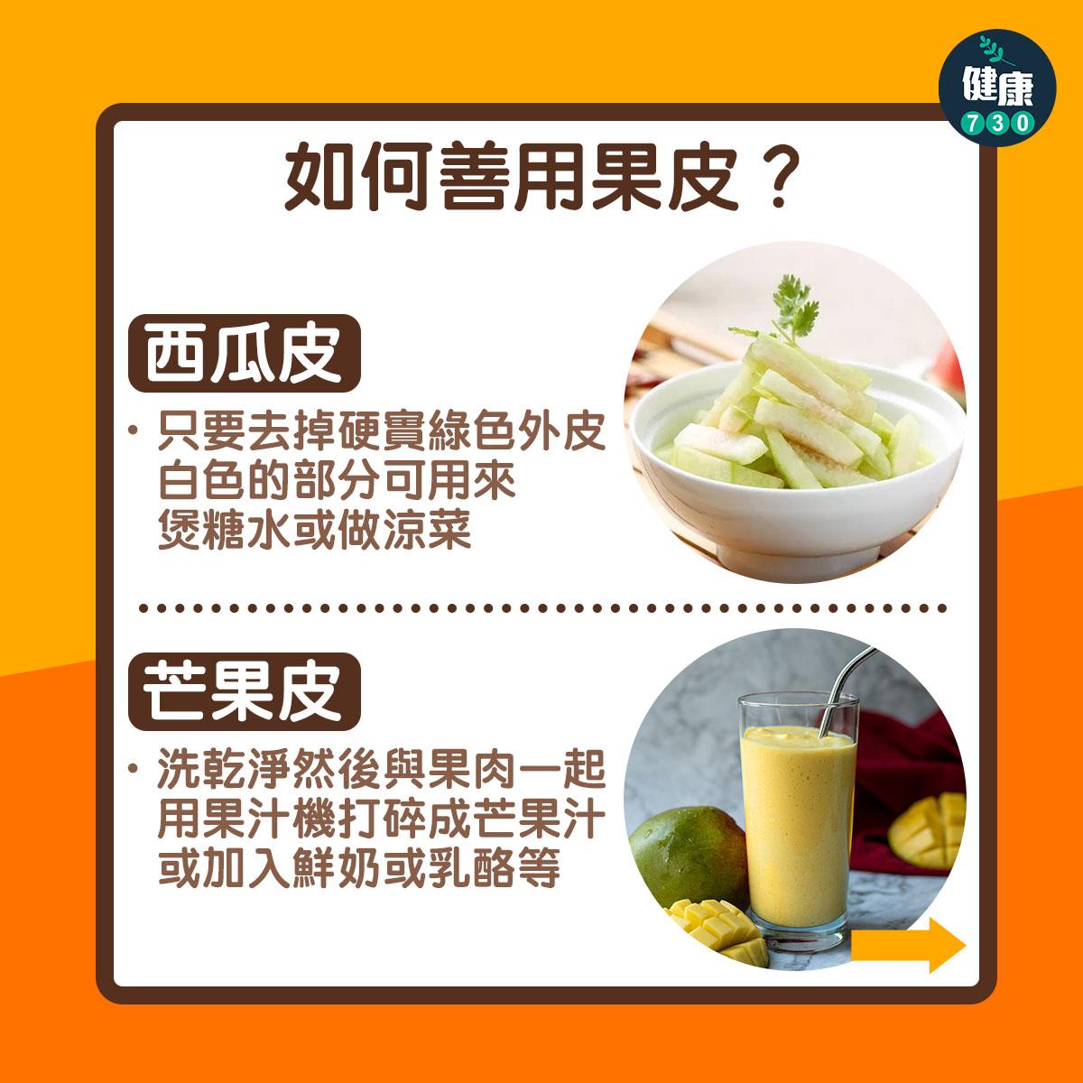 果皮營養隨時多過果肉|西瓜皮、芒果皮(am730製圖)