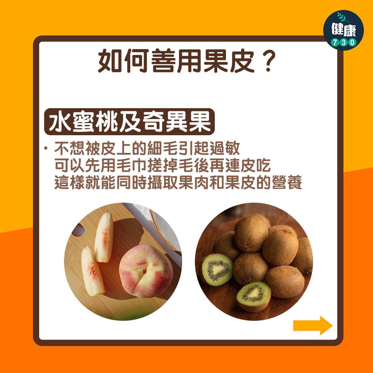 果皮營養隨時多過果肉|水蜜桃及奇異果(am730製圖)