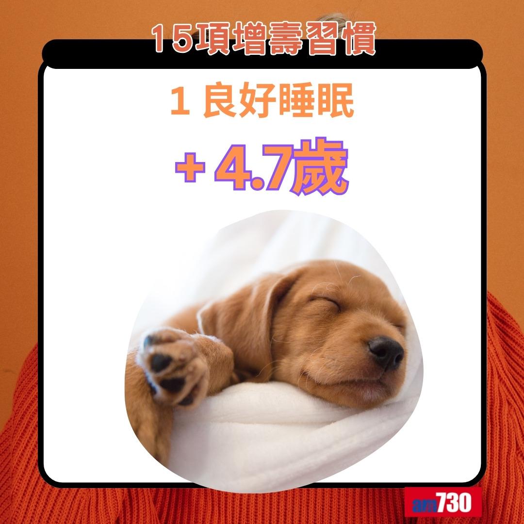 15項增壽習慣|良好睡眠+4.7歲(am730製圖)