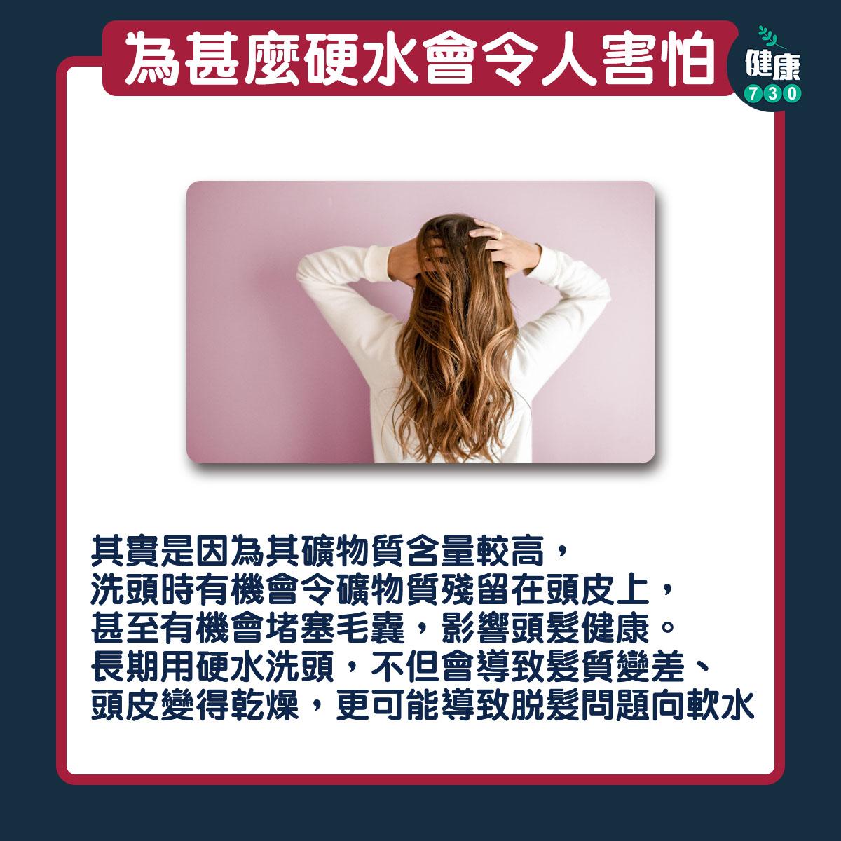 用硬水洗頭會甩頭髮?|為甚麼硬水會令人害怕(am730製圖)