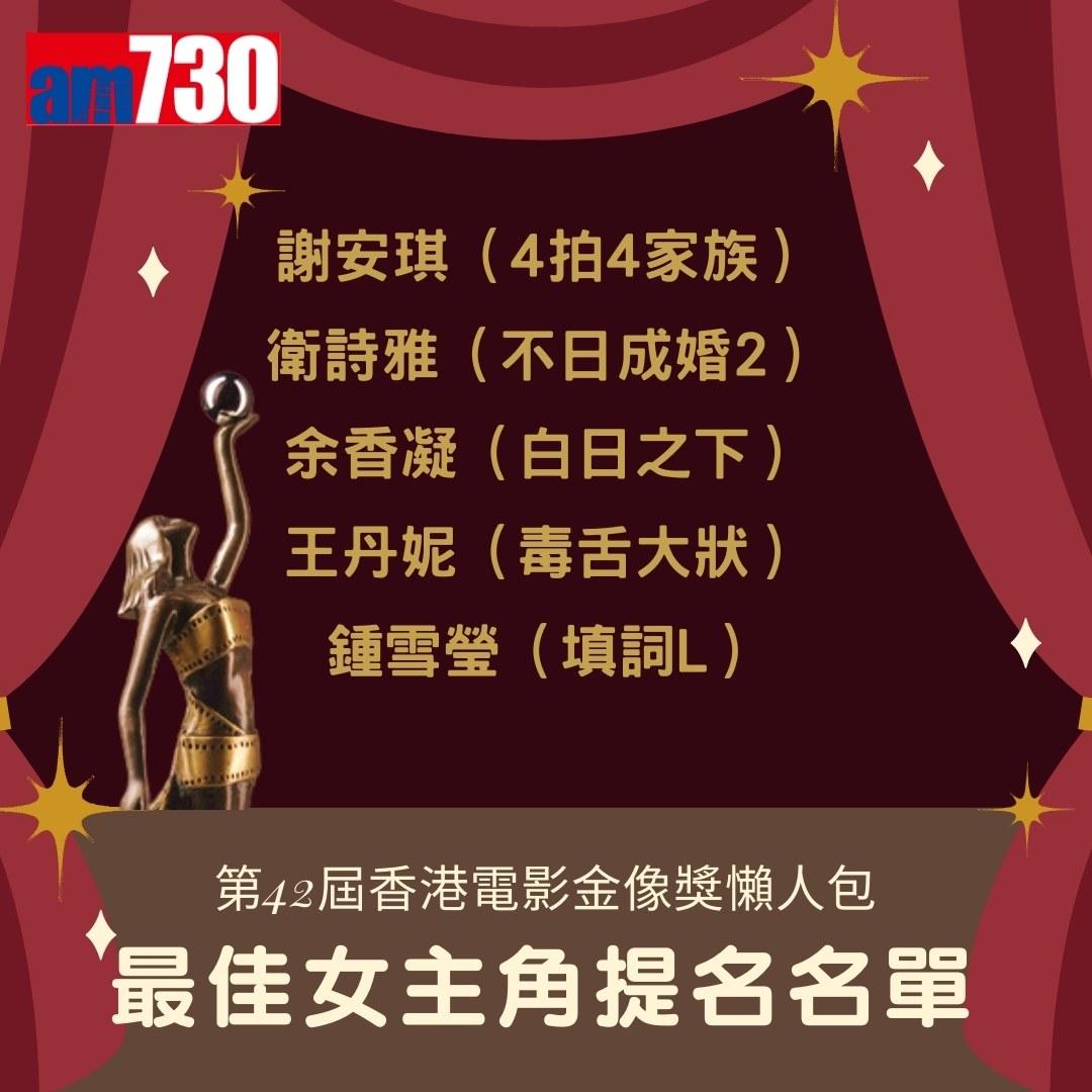 金像獎2024提名名單|最佳女主角(am730製圖)