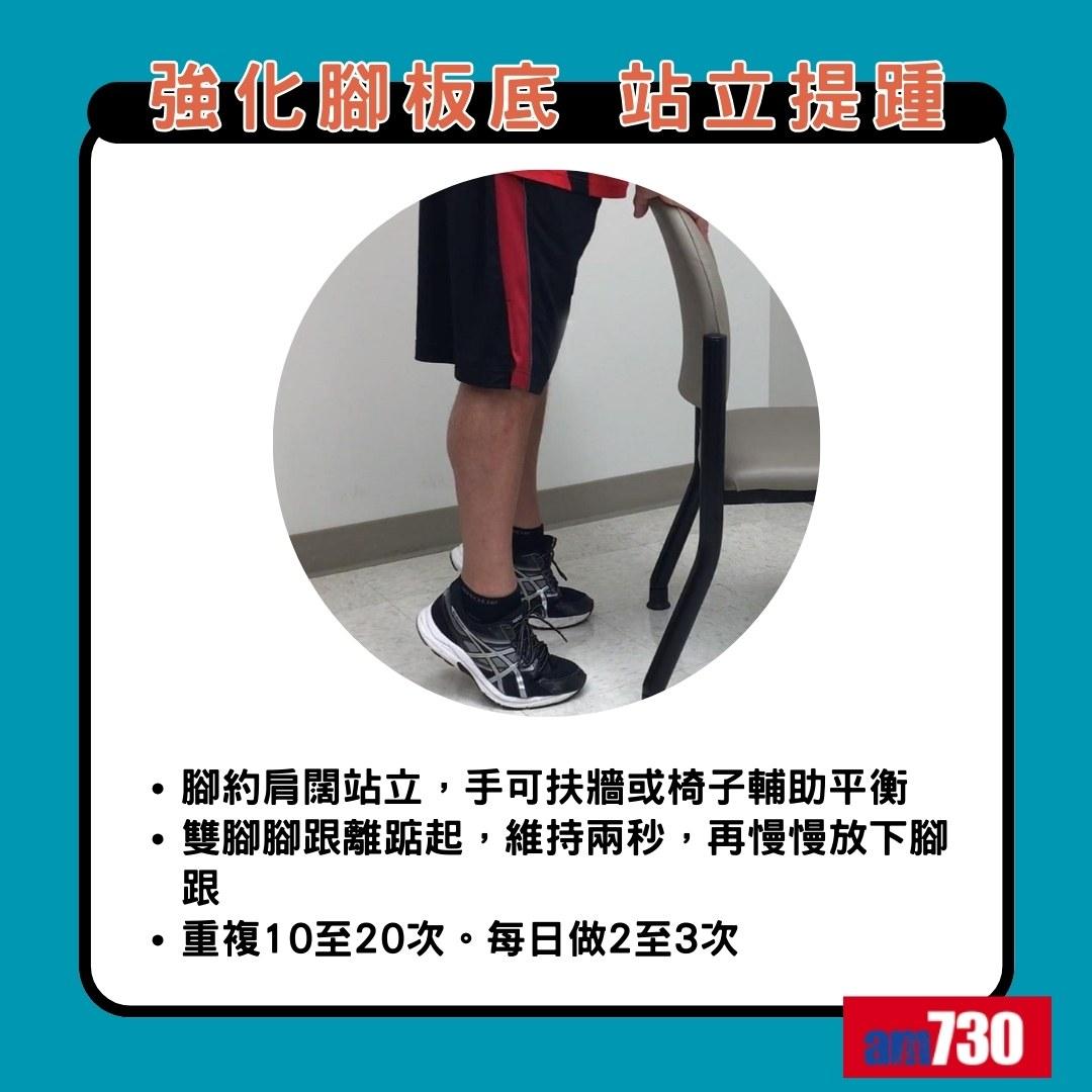 足底筋膜炎預防及治療|站立提踵(am730製圖)