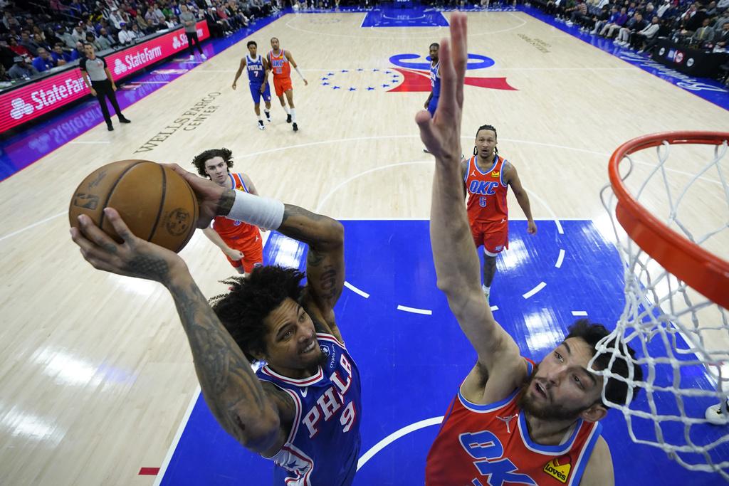 76人以109:105擊敗雷霆。(美聯社)