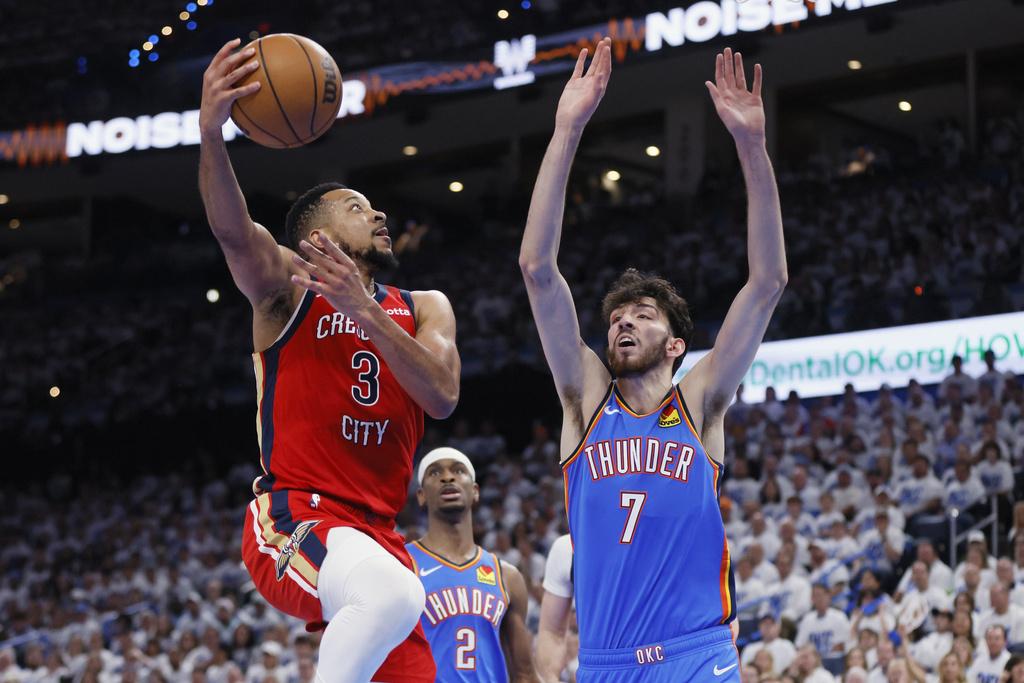 雷霆124:92大勝鵜鶘,場數拉開2:0。(美聯社)