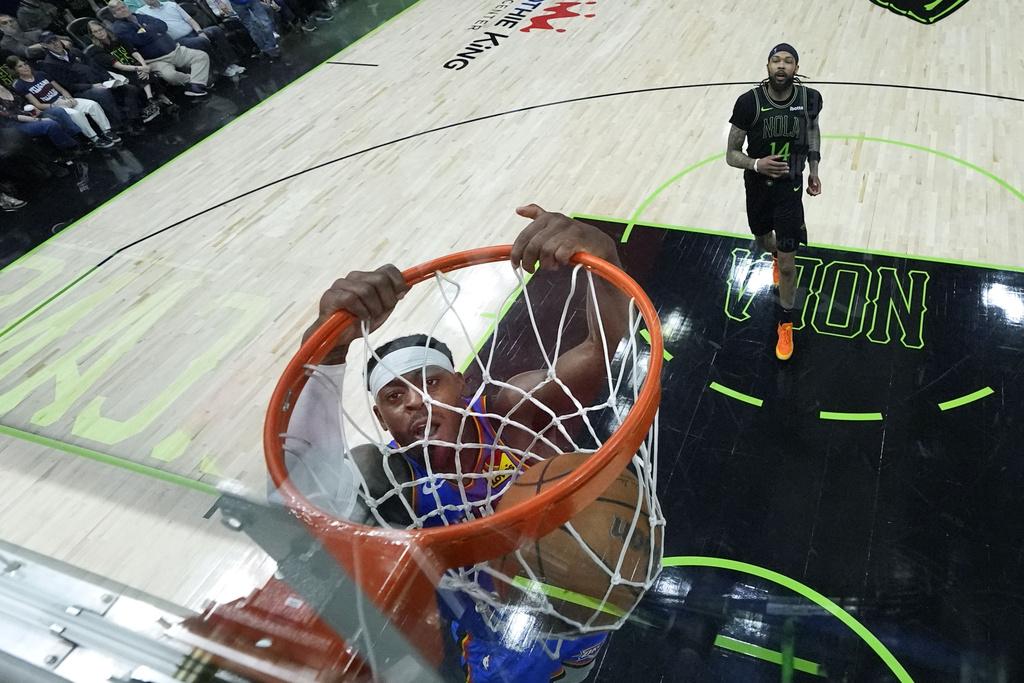 雷霆再贏鵜鶘97:89,以場數4:0晉級。(美聯社)