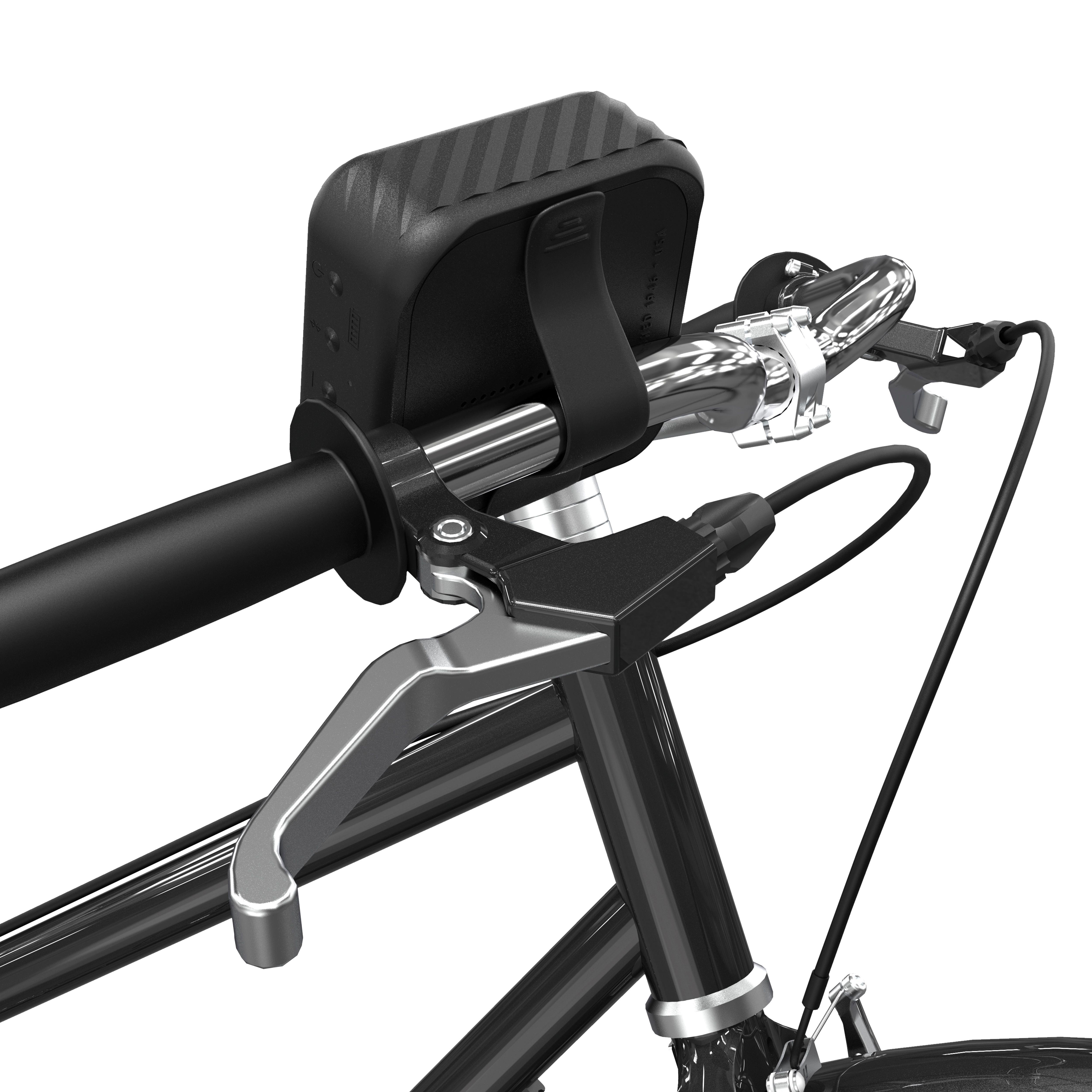 Klipsch Austin藍牙喇叭機背設有綁帶,可以綁在單車或其他地方。