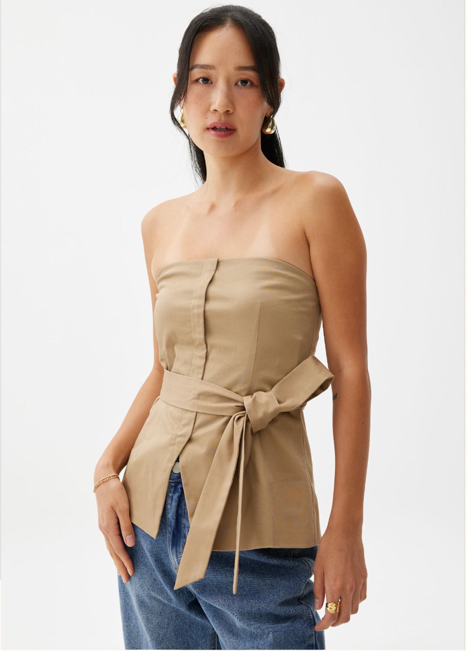 Cotton Twill Bustier Top