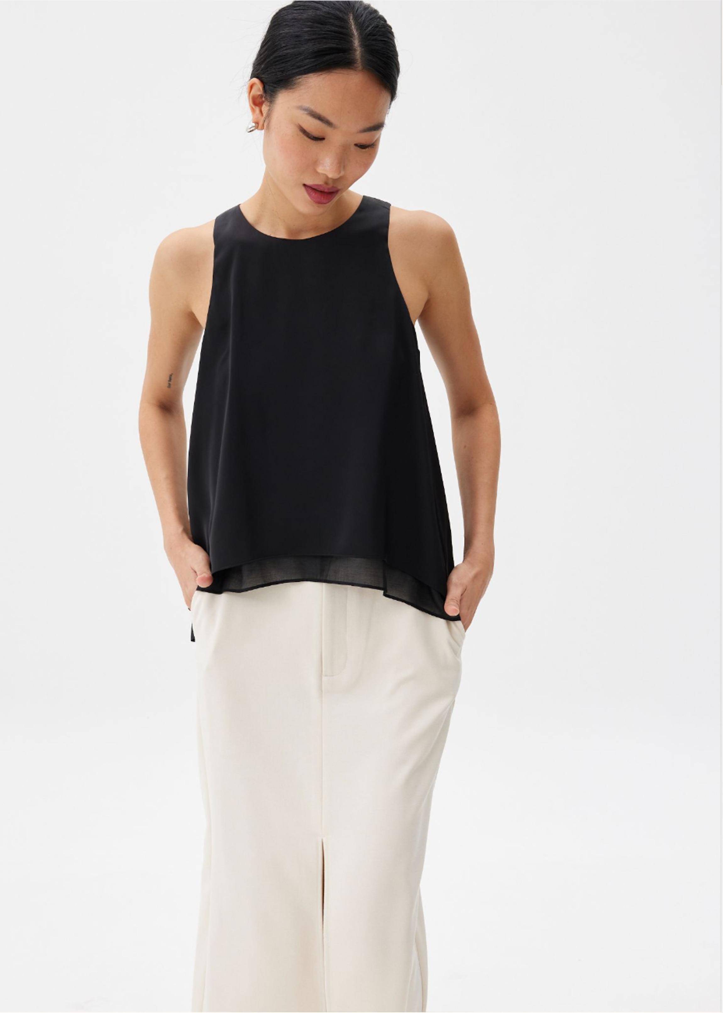 Satin Round Neck Shell Top