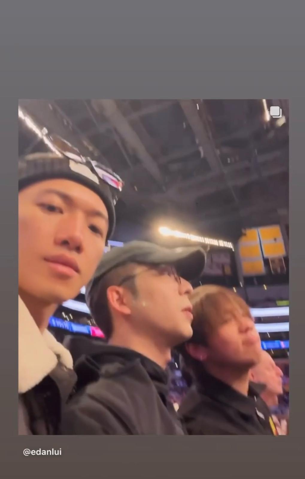 MIRROR三子姜濤、Edan和Stanley齊齊入場睇NBA球賽。