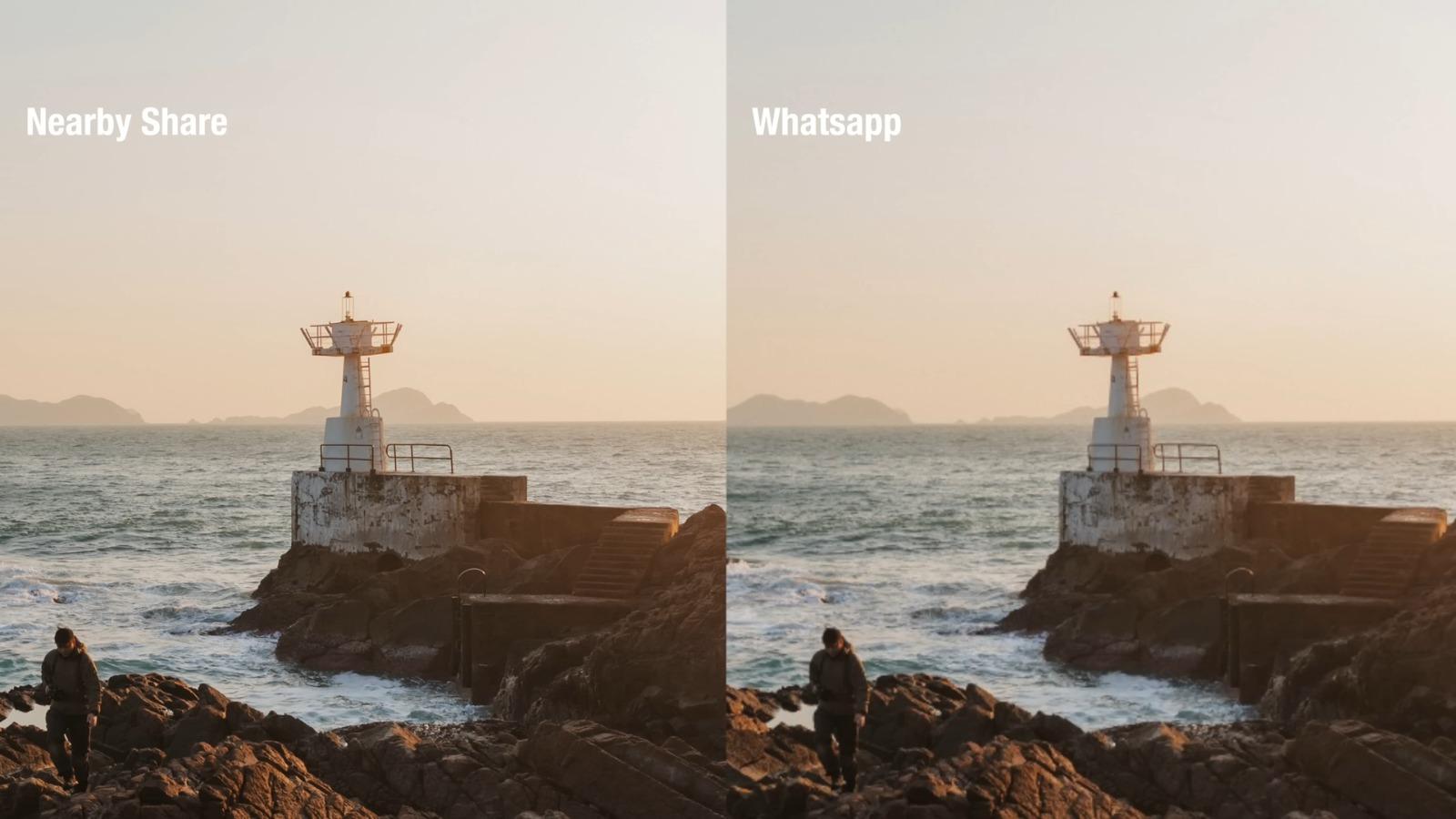 Android 實用App|Nearby Share分享的相或片都不會有壓縮,圖為Nearby Share與WhatsApp對比