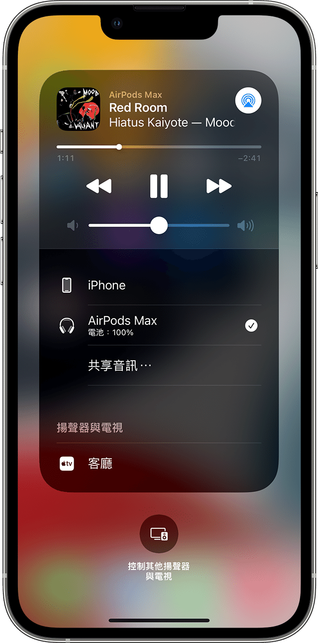 AirPods實用功能|連接兩部AirPods後,選擇共享音訊即可使用。
