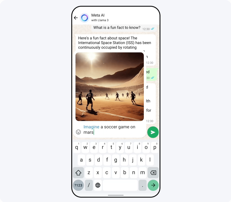 Meta AI|圖像生成功能可以在輸入每字進行變化,極為強大。