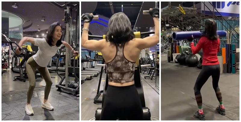 雲南一名63歲「美魔女」阿姨,退休後8年經常於健身房訓練,不僅身材依然保持如少女,就連容顏都要比同齡人年輕數十年。(影片截圖)