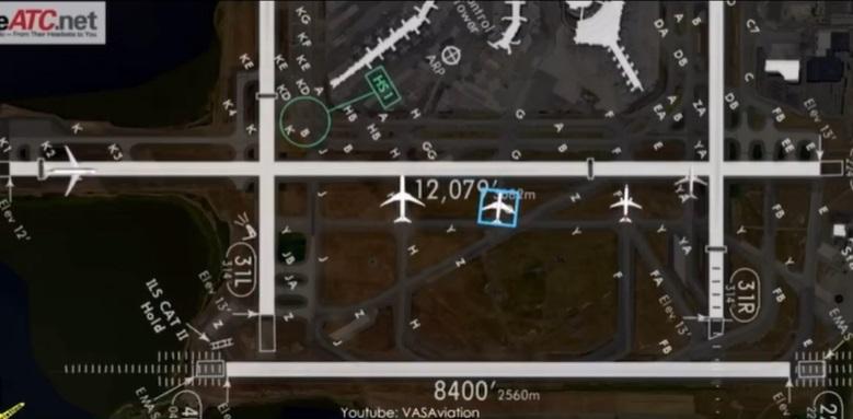 FAA指,「瑞航班機在甘迺迪國際機場取消起飛,因為4架飛機正橫過同一跑道」。(互聯網)