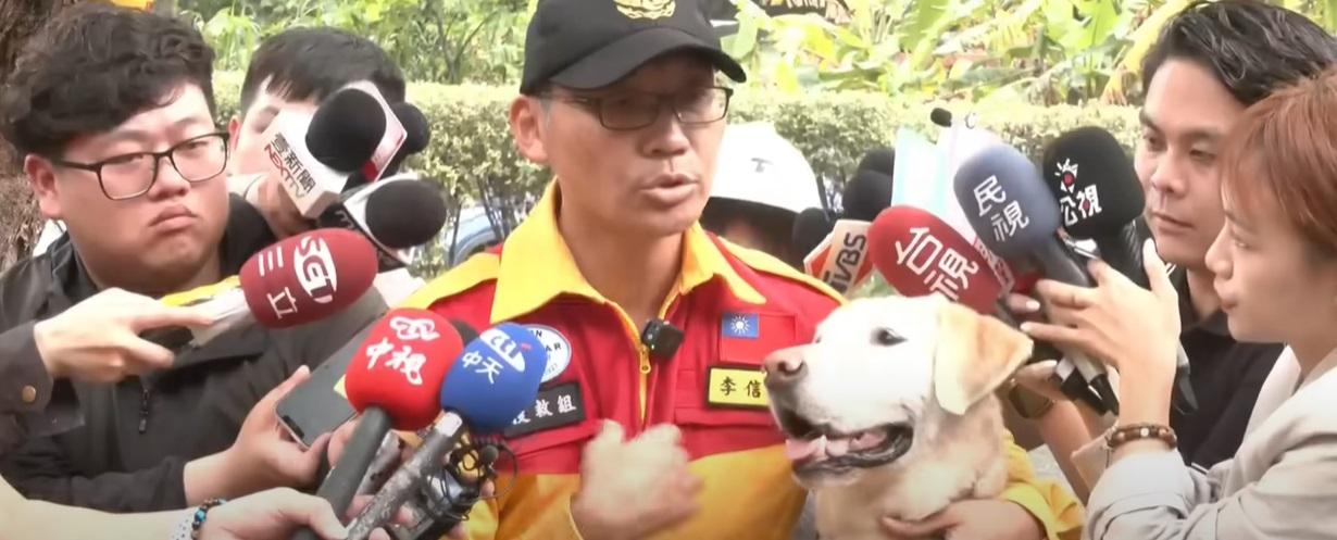 Roger起初乖乖陪著領犬員受訪。(互聯網)