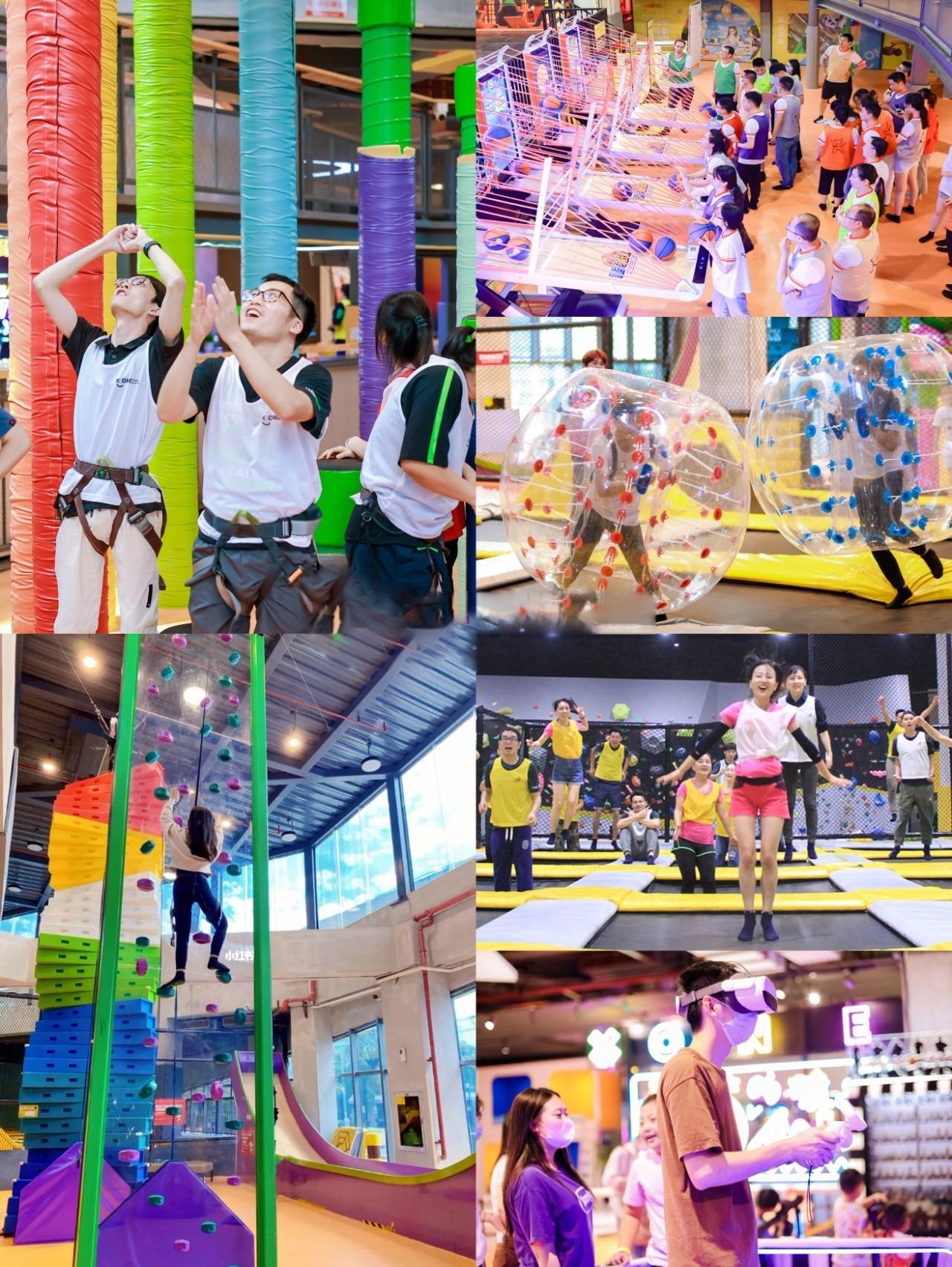 XONE內有不少高度達天花板的攀爬遊戲,挑戰膽量也挑戰耐力。(圖片來源:XONE室內潮玩運動團建)