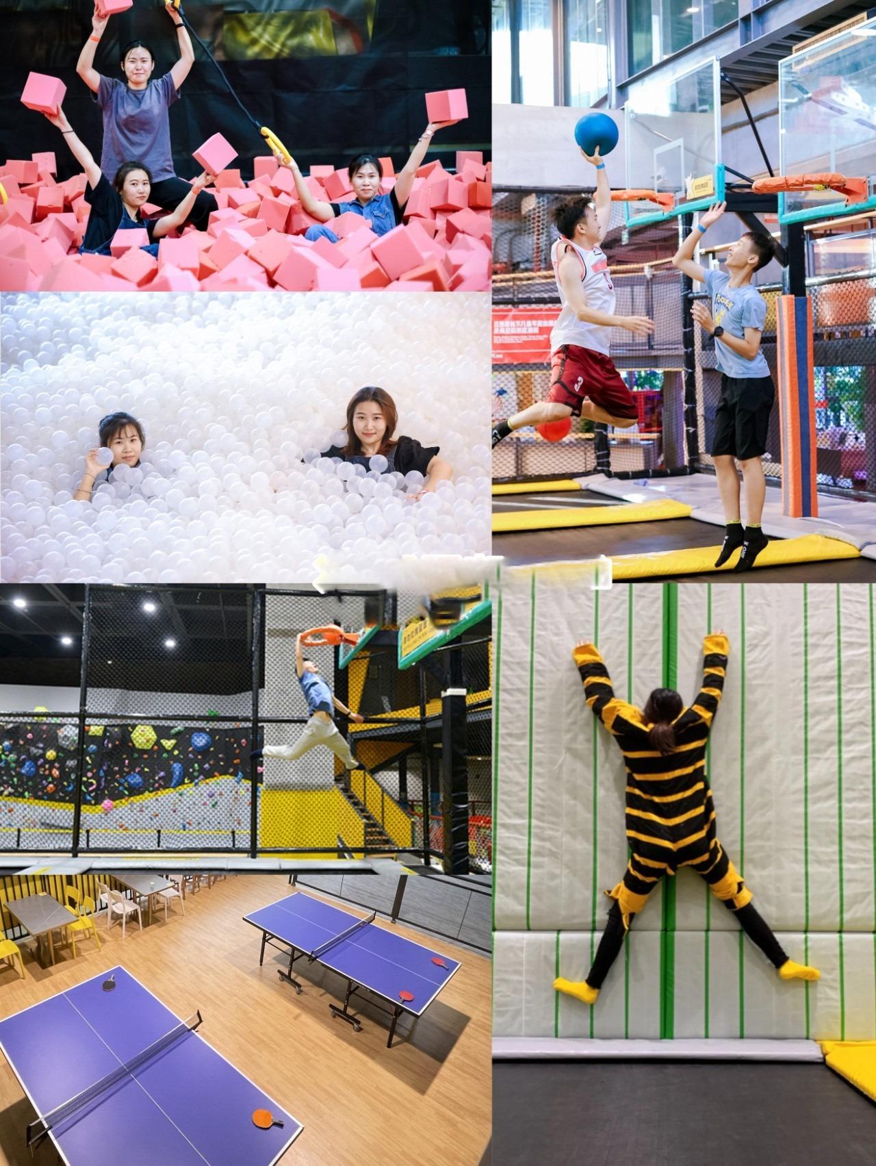 XONE的特色之一,就是場內有彈床和波波池,玩起來特別舒壓。(圖片來源:XONE室內潮玩運動團建)