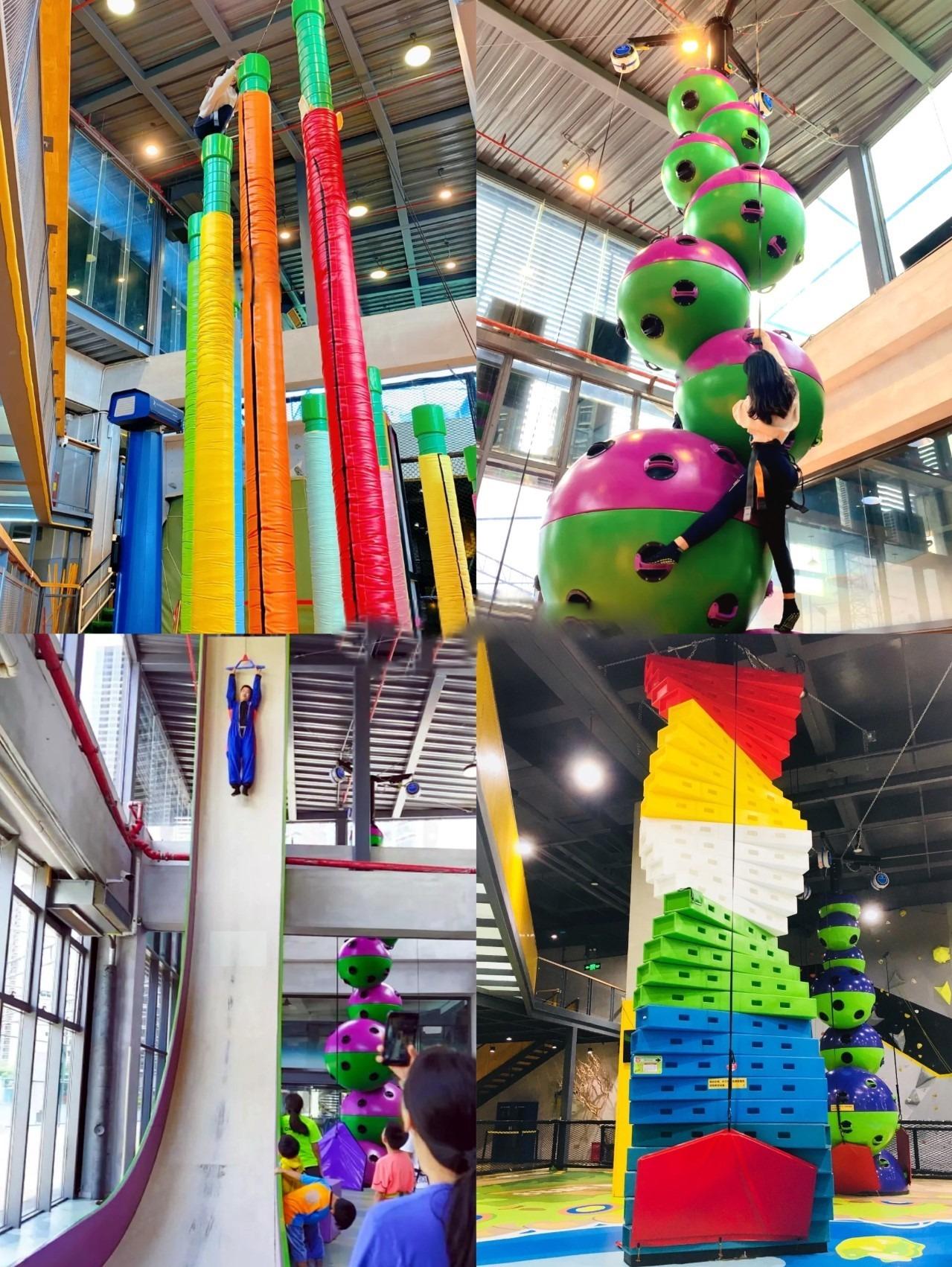 場內有大量的的高空攀爬設施,而且造型可愛,色彩也十分豐富,很吸引。(圖片來源:XONE室內潮玩運動團建)