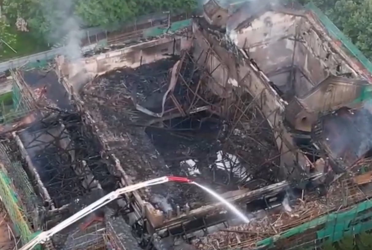 河南大學明倫校區大禮堂失火(影片截圖)