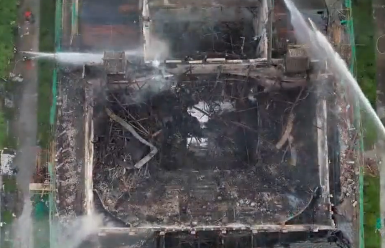 河南大學明倫校區大禮堂失火(影片截圖)